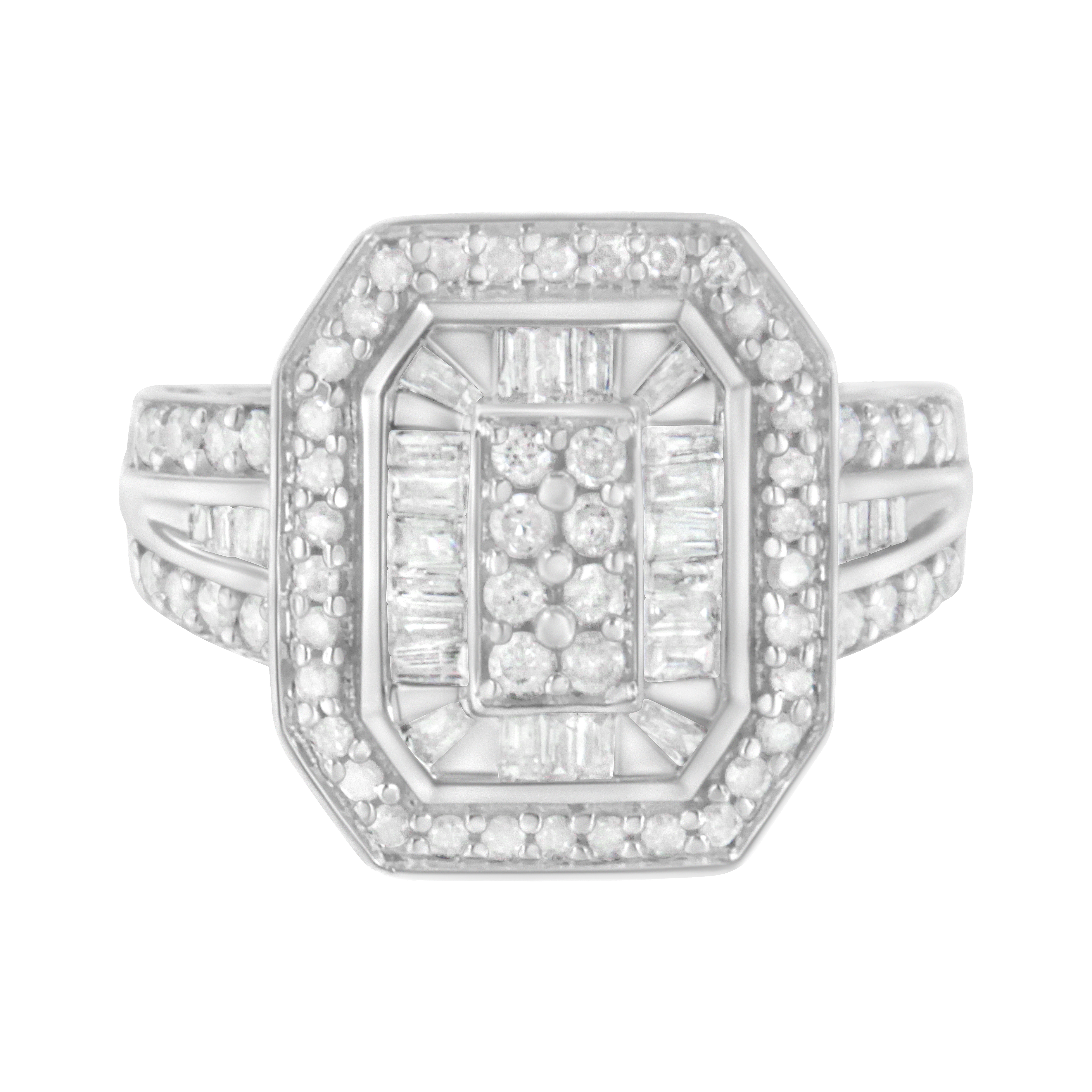 .925 Sterling Silver Round And Baguette